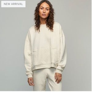 New Lunya Restore Double Faced Crew sweatshirt sweater size L XL warm beige